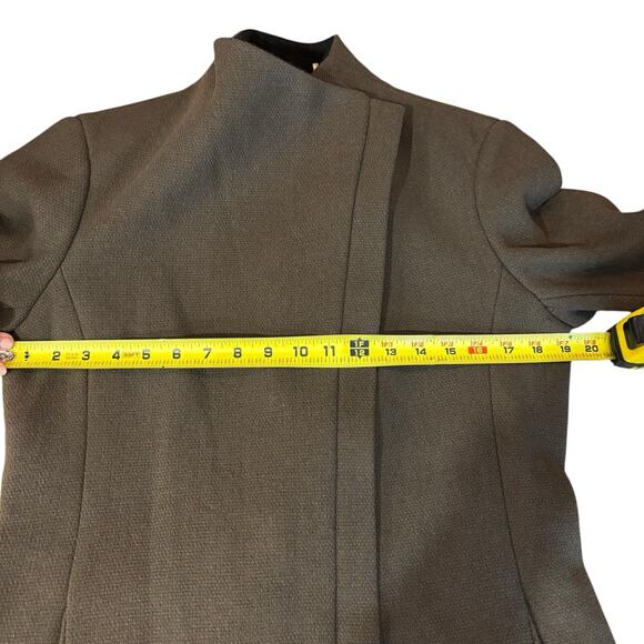 Calvin Klein Wool Cashmere Blend Coat 6 Taupe Gray Asymmetrical Stand Collar - Picture 9 of 14